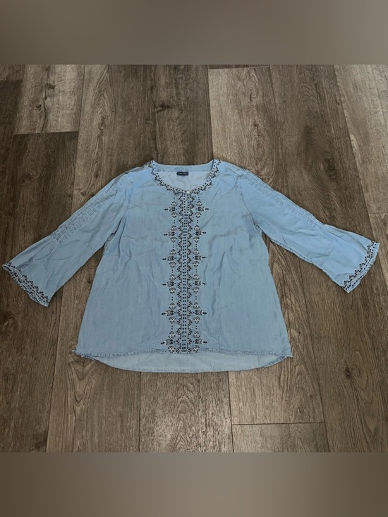 J. Jill Chambray Denim Tunic Blouse Size Small - Picture 2 of 9